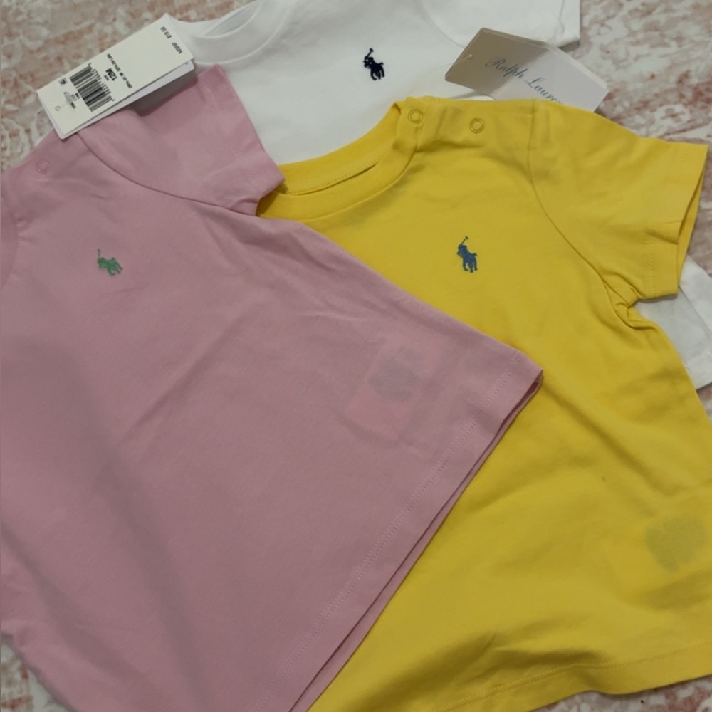 Ralph Lauren Kids' Short Sleeve Tees in Pink, Yellow, and White